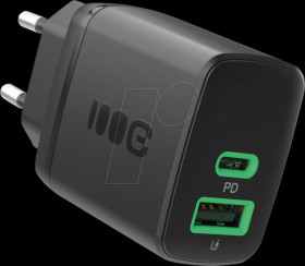CHARB-GC-30AC-B USB charger, 30 W, 1x USB-C, 1x USB-A, black