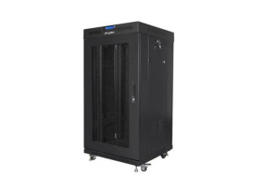 Szafa instalacyjna RACK stojąca 19 22U 600X600 czarna, drzwi perforowane LCD LANBERG (FLAT PACK) V2 FF01-6622-23BL