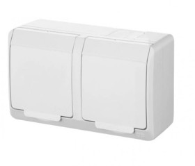 Hermes Gniazdo hermetyczne podwójne natynkowe z uziemieniem 16A IP44 białe GNT 0322-02