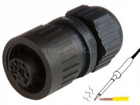 CA 6 LD gniazdo proste na kabel, 6+PE, lutowane