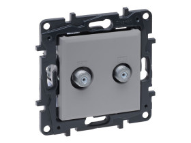 NILOE STEP Gniazdo telewizyjne podwójne 2xTV typu "F" końcowe do instalacji typu gwiazda 1,5 dB aluminium 863376 LEGRAND