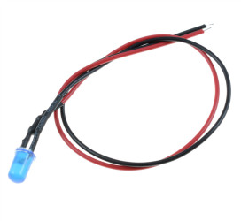 Blue Diffused Lens Prewired 5mm LED 20cm 12V