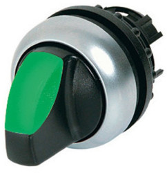 Toggle switch, illuminable, groping, waistband round, black, front ring silver gray, mounting Ø 22.5 mm, 216837