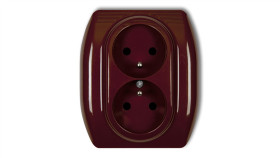 Trend Gniazdo Podwójne Z/U Brązowy 4Gp-2Zp