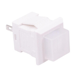 White On-Off Latching Square Push Button Switch SPST 6A