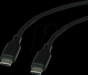 11029120 USB 2.0 cable, C plug to C plug, silicone, 60 W, black, 1 m