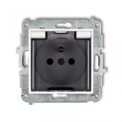 ICON Mechanizm gniazda bryzgoszczelnego z uziemieniem 2P+Z (klapka dymna, przesłony torów prądowych) biały IGPB-1zdp