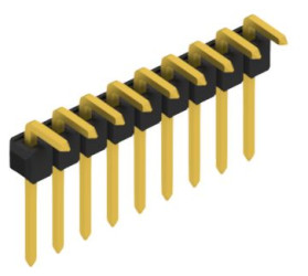 Pin header, 9 pole, pitch 2.54 mm, angled, black, 10052977