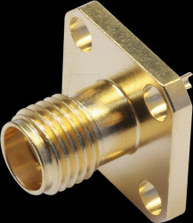 100024709 SMA fitted socket with flange, gold-plated