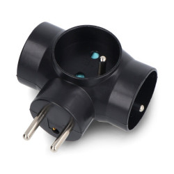 Rozgałęźnik elektryczny - 3 gniazda z uziemieniem - czarny - DPM P901B