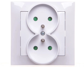 IMPRESJA Gniazdo podwójne z/u z przesłonami białe GP-2YZP/00