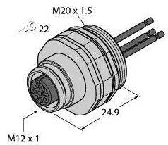 Turck 6935744 Złącze niekonfekcjonowane czujnika/aktuatora EC-FKD5-0.5/20, 1 szt.