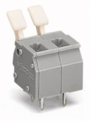 PCB terminal, 2 pole, pitch 7.5 mm, AWG 28-12, 16 A, cage clamp, light gray, 255-502/333-009/999-950