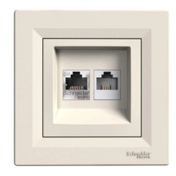 ASFORA Gniazdo teleinformatyczne kat.5e RJ45 + RJ12 kremowe EPH4900123