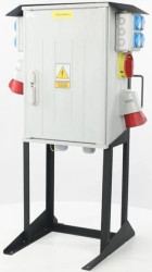 Rozdzielnica budowlana ERB63A1L na stojaku z licznikiem, IP54, gniazda: 3x CEE 32A, 8x GS 230V, licznik energii