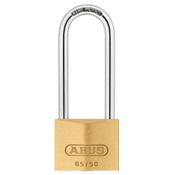 ABUS 09858 65/50mm Brass Padlock 80mm Long Shackle Carded