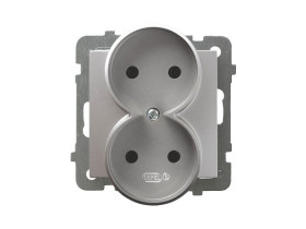 AS Gniazdo podwójne bez uziemienia do ramki srebrne GP-2GR/m/18 OSPEL