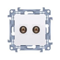 Osprzęt - Simon10 Gniazdo głośnikowe pojedyncze -1 kolumna głośnikowa (moduł). Przekrój przew. dla wyjścia 6 mm2 biały CGL2.01/1