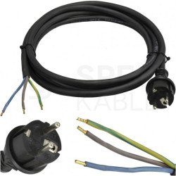 Przewód zasilający gumowy OW 3x2,5mm2 z wtyczką prostą [2P+Z] Uni-Schuko czarny IP44 5m