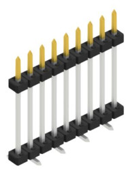 Pin header, 9 pole, pitch 2 mm, angled, black, SLY11SMD1339S