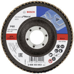 Bosch 2608603653 X431 Flap Disc 115mm Durability Good Finish Metal