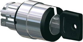 Key switch, for key switch ZB4, unlit, latching, waistband round, front ring metal, mounting Ø 22 mm, ZB4BG4F015