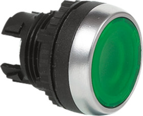 Pushbutton, illuminable, groping, waistband round, green, front ring silver, mounting Ø 22 mm, L21AH20