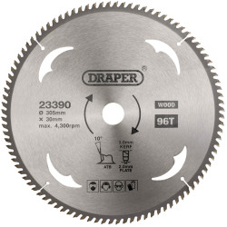 Draper 23390 TCT Circular Saw Blade for Wood, 305 x 30mm, 96T