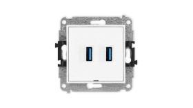Mini Mechanizm Gniazda Podwójnego 2Xusb A-A 3.0, Bez Pola Opisowego Biały Mat...
