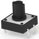 Short-stroke pushbutton, Form A (N/O), 50 mA/24 VDC, unlit , actuator (black, L 8.02 mm), 1.56 N, THT, 1437565-4