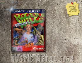 Chic Amiga, PC DOS Space Quest I Roger Wilko Box Artwork Metal Sign [696]