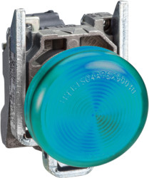 Signal light, illuminable, waistband round, green, front ring silver, mounting Ø 22 mm, XB4BV63