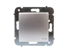 CARLA Gniazdo pojedyncze z/u IP44 z klapką z przesłonami srebrne 1736-16