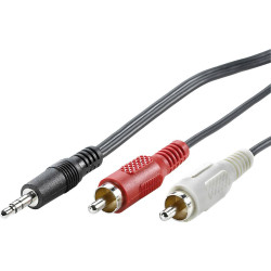 Value 11.99.4341 Audio Cable Black Shielded 1.50 m 3.5 mm Jack to 2x RCA Plugs