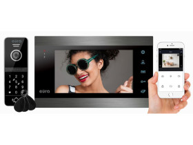 Wideodomofon "EURA" VDP-00C5 czarny monitor 7'' WiFi kamera 960p RFID szyfrator C51A100 EURA-TECH
