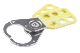 Blokada klamrowa Blokada zabezpieczająca RS PRO rozmiar mocowania 25mm Żółty długość pałąka: 25mm zamki: 6