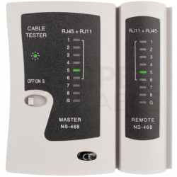 Tester kabli sieciowych LAN RJ45 + RJ12 / RJ11 z diodami LED czarny NEKU