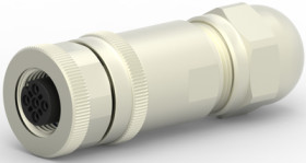 Jack, 5 pole, screw connection, screw locking, straight, T4110012051-000