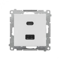 Simon 55 Ładowarka USB C+A (moduł), 30 W, 230V jasnoszary mat TEC2CAQ.01/114