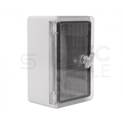 Obudowa plastikowa skrzynka hermetyczna, drzwin transparentne ABS 300x200x130mm IP65