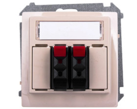 Simon Basic Gniazdo głośnikowe podwójne z polem opisowym beżowe BMGL3.01/12