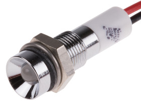 Lampka kontrolna do montażu panelowego 24V dc Zielony, czerwony 6mm LED Chrom Wyprowadzenia RS PRO