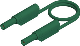 Measuring lead with (4 mm plug, spring-loaded, straight) to (4 mm plug, spring-loaded, straight), 0.5 m, green, silicone, 1.0 mm