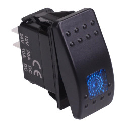 Blue illuminated Off-(On) Momentary Automotive Rocker Switch DPST 10A 12-24V IP68