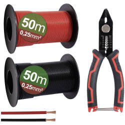 Quadrios 23CW027 Stranded Wire Set 0.25mm&#xB2; Black/Red with Wire Cutter