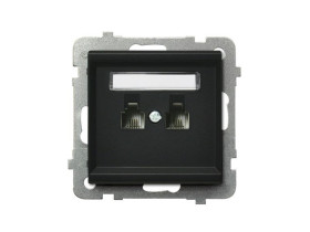 SONATA Gniazdo telefoniczne podwójne niezależne czarny metalik GPT-2RN/m/33 OSPEL