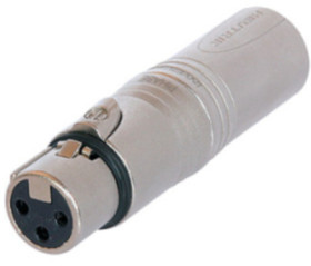Adapter, XLR plug 5 pole to XLR socket 3 pole, silver, NA3FMX