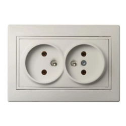 DOMO Gniazdo podwójne kompletne śrubowe 16A 250V kremowy 011261103 24798