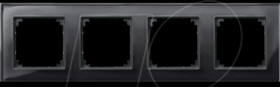 489403 M-PLAN real glass frame - 4-gang, onyx black