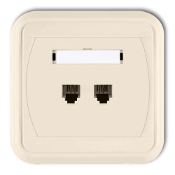 LIZA Gniazdo telefoniczne podwójne 2xRJ11, 4-stykowe beżowy 1GLT-2